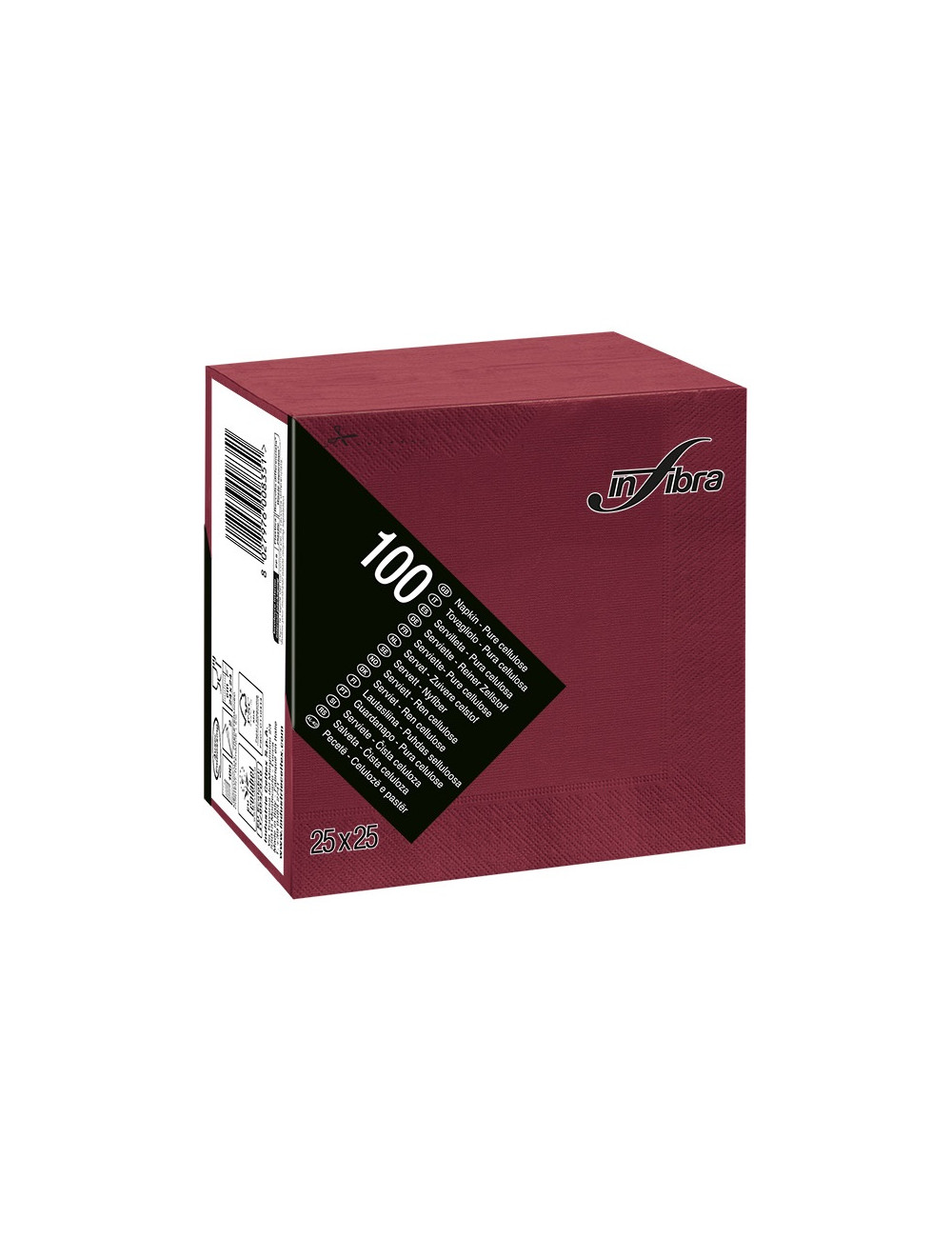TOVAGLIOLI 25X25 2 VELI 100 PEZZI BORDEAUX